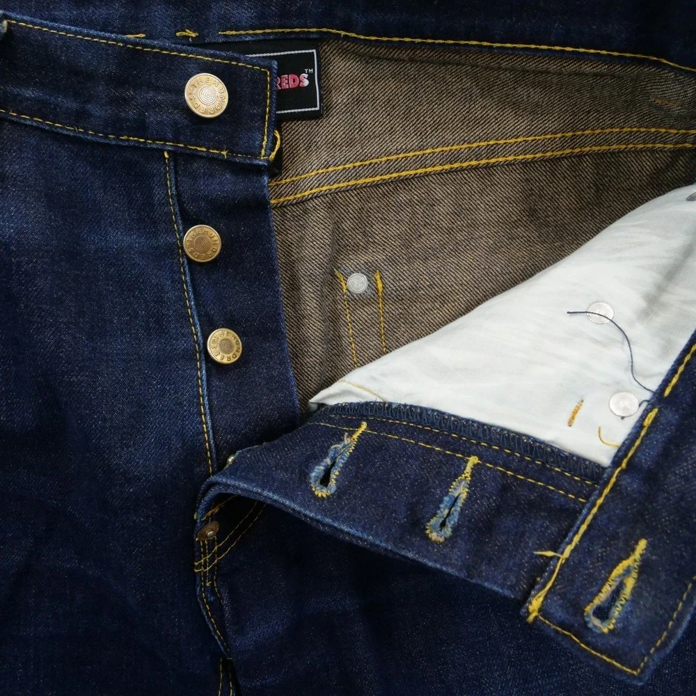 The Hundreds Jeans Mens 30 Blue Selvedge Straight Mid Rise Dark Wash Button Fly